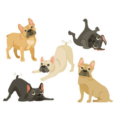 Cute French Bulldogs Cartoon Set