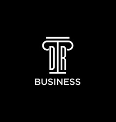 Dr Monogram Initial Logo With Pillar Shape Icon