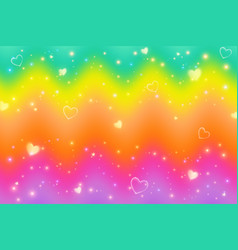 Rainbow Wavy Background With Stars Hearts