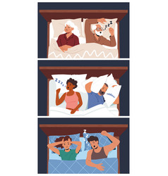 Set Snore Concept Characters Sleeping In Bed