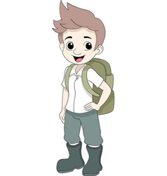 A Cool Boy Teenager Going To School With Brown