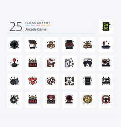 Arcade 25 Line Filled Icon Pack Including Fun