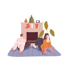 Love Couple By Fireplace At Cozy Home Romantic