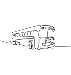 One Line Drawing Of School Bus Single Continuous