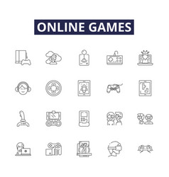 Online Games Line Icons And Signs Games