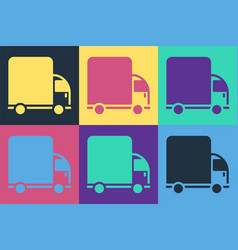 Pop Art Delivery Cargo Truck Vehicle Icon