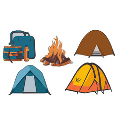 Camping Equipment Clipart Set Flat Design