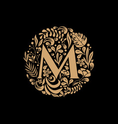 Elegant Luxury Letter M Circle Floral Flowers