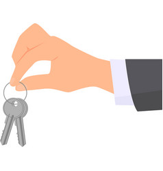 Hand Wearing In Business Suit Is Holding Two Keys