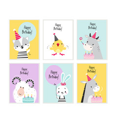 Happy Birthday Card With Farm Animal As Holiday