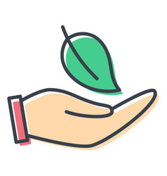 Isolated Icon Human Hand Holding A Leaf