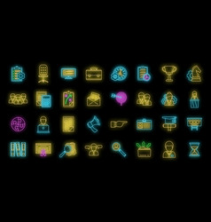 Managing Skills Employee Icons Set Neon