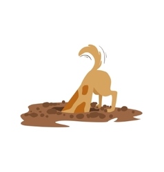 Brown Pet Dog Digging The Dirt In The Garden