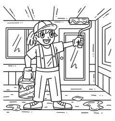 Construction Painter With Brush Coloring Page