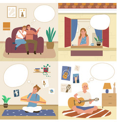 Four Dreams Dreaming People Flat Icon Set