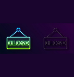 Glowing Neon Line Hanging Sign With Text Closed