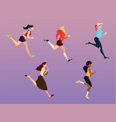 Running Women Performing Sports And Others