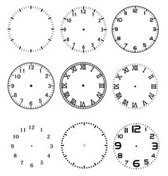 Mechanical Clock Face Dials Template Set On White