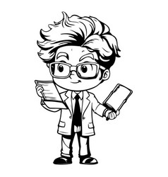 Scientist Boy Holding A Book And A Notebook