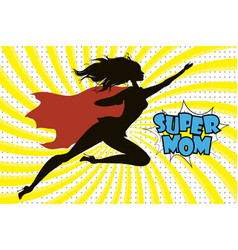 Super Hero Mommy Silhouette And Text In Retro