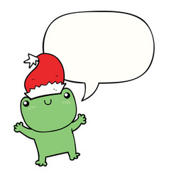 Cute Cartoon Frog Wearing Christmas Hat