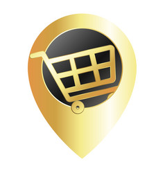 Golden Shopping Cart And Location Sign