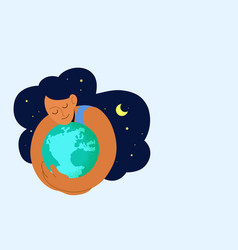 Woman Embracing Globe Earth