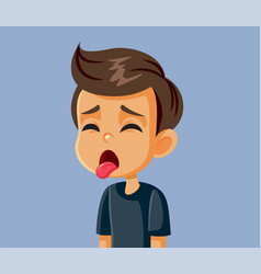 Disgusted Little Boy Sticking Tongue Out Cartoon