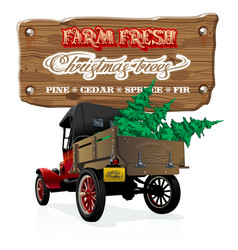 Farm Fresh Christmas Trees Retro Poster