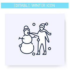 Snowman Sculpting Line Icon Editable