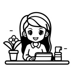 Coffee Shop Concept Young Woman Working At Cafe