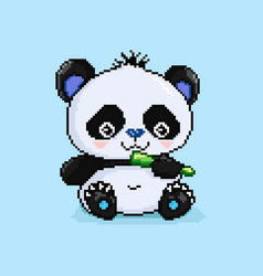 Cute Cartoon Panda Pixel Art Isolated