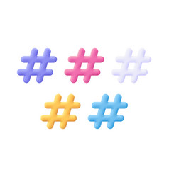 Hashtag Symbol 3d Icon Cartoon Minimal Style