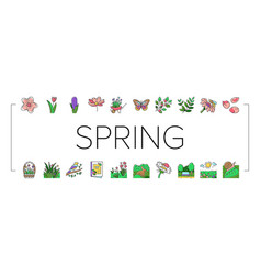 Spring Season Flower Nature Icons Set