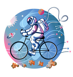 Funny Astronaut Riding Bike In Space Man