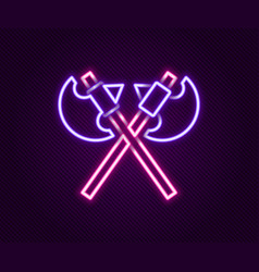 Glowing Neon Line Crossed Medieval Axes Icon