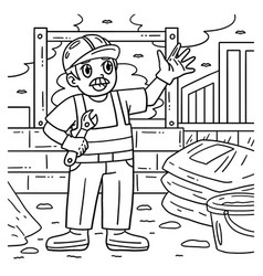 Construction Worker Coloring Page For Kids