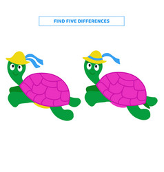 Find Five Differences Between Cartoon Turtles