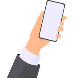 Hand Wearing In Business Suit Is Holding Phone