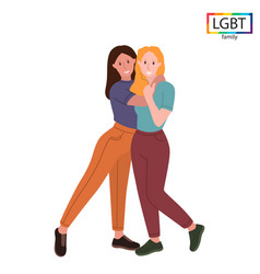 Lgbt Family Two Girls Friendly Hugging