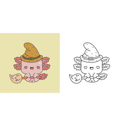 Kawaii Halloween Axolotl Clipart Multicolored