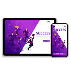 Landing Page Isometric Business Success Concept