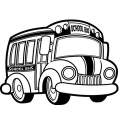 Outlined Cartoon Yellow School Bus