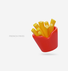 3d Golden Fried Potato Sticks French Fries In Red