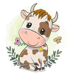 Cartoon bull on a white background Royalty Free Vector Image