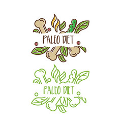 Concept Logo For Paleo Diet With Bonesleaves