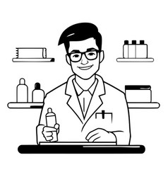 Pharmacist At The Counter In The Medical Office