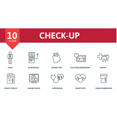 Check Up Icon Set Collection Contain Vital Sign