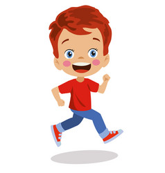 Cute Happy Smart Boy Running