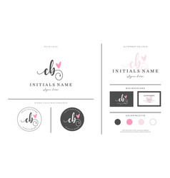 Initial Cb Letter C B Handwriting Beauty Logo